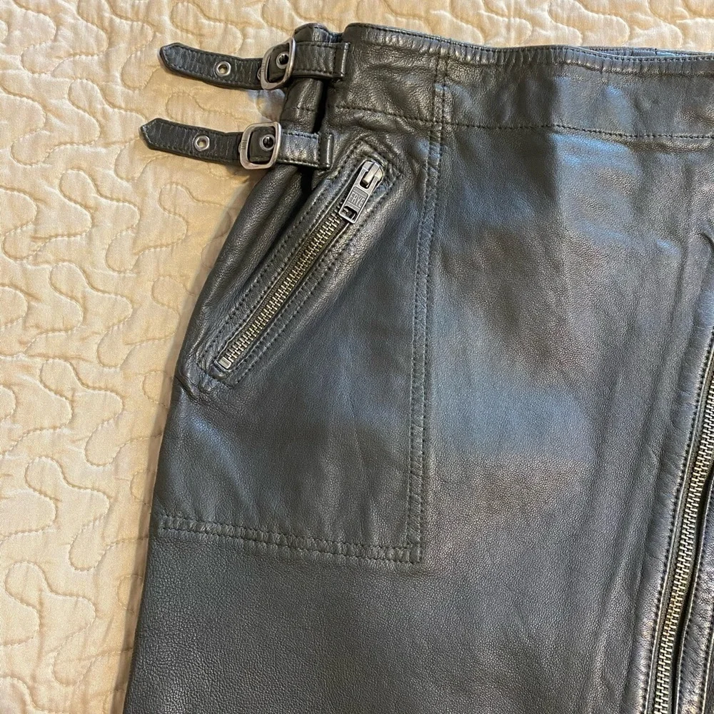 “FRYE” Diya Leather Moto Mini Skirt - Picture 10 of 16